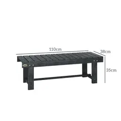 Outsunny 2-Seater Garden Wooden Bench, Grey - 3