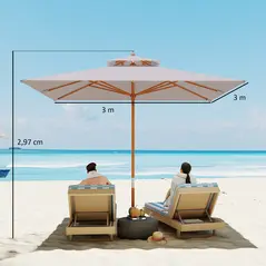 Outsunny 3 m Square Canopy Parasol - Grey - 3