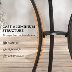 Outsunny 3 Pieces Garden Dining Set for 2, Cast Aluminium Outdoor Dining Set with 2 Armchairs and Round Dining Table with Parasol Hole, Garden Furniture Set, Brown - 5