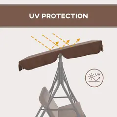 Outsunny 3 Seater Garden Swing Chair, Outdoor Swing Chair with Adjustable Canopy, Mental Frame & Cushions, Brown - 8