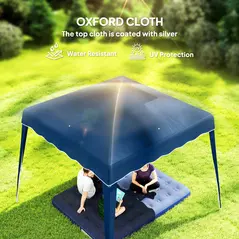 Outsunny 3 M x 3 M Base/ 2.5 M x 2.5 M Top Pop Up Gazebo, 2 Person Setup Instant with Carry Bag, Height Adjustable Slant Leg Party Tent Instant Event Shelter for Garden, Patio - 5