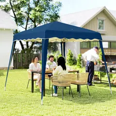 Outsunny 3 M x 3 M Base/ 2.5 M x 2.5 M Top Pop Up Gazebo, 2 Person Setup Instant with Carry Bag, Height Adjustable Slant Leg Party Tent Instant Event Shelter for Garden, Patio - 2