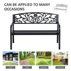 Outsunny 2-Seater Garden Bench, Steel-Black - 6
