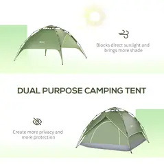 Outsunny 3 Man Camping Tent Automatic Pop Up Tent Portable Double Layer for Festival Hiking Family Travel Shelter - 5