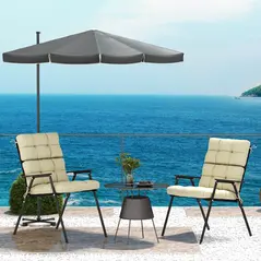 Outsunny 2-Piece Seat Cushion Replacement with Backrest, Garden Patio Chair Cushions Set with Ties, Beige - 7