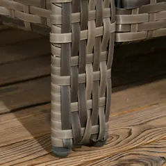 Outsunny 3 Pieces Rattan Bistro Set, Wicker Garden Furniture Set with Storage Coffee Table and Chairs, Thickened Cushions for Outdoor, Patio, Balcony, Grey - 9