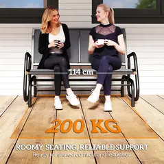 Outsunny 2-Person Outdoor Glider Bench Patio Double Swing Gliding Chair Loveseat w/Power Coated Steel Frame for Garden Patio Porch, Grey - 7