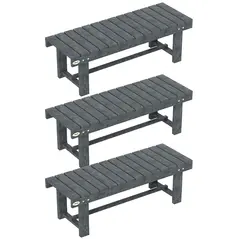 Outsunny 2-Seater Garden Wooden Bench, Grey - 1