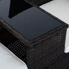 Outsunny 2-Seater Rattan Chair Furniture Set W/ Middle Tea Table-Brown - 9