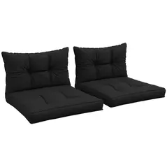 Outsunny 2-Piece Seat Cushions Back Pillows Replacement, Patio Chair Cushions Set for Indoor Outdoor, Black - 1