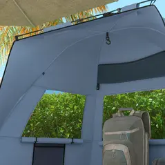 Outsunny 2-3 Person Pop Up Beach Tent, UPF15+ Sun Shelter with Extended Floor, Sandbags, Mesh Windows and Carry Bag, Light Blue - 9