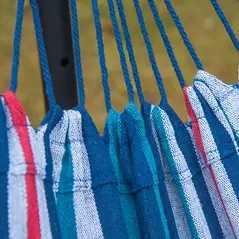 Outsunny 298 x 117cm Hammock with Stand Camping Hammock with Portable Carrying Bag, Adjustable Height, 120kg Load Capacity, Blue and White Stripe - 9