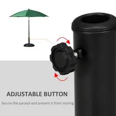 Outsunny 25 kg Parasol Base, Heavy Duty Concrete Patio Umbrella Stand with Adjustable Knob, 49 cm Round Garden Parasol Holder for 35 to 48 mm Poles, Black - 5