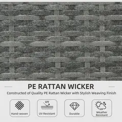 Outsunny 3 Pieces PE Rattan Garden Furniture Set with 10 cm Thick Cushions, 4 Seater Garden Corner Sofa Set with Glass Top Coffee Table, Outdoor Furniture for Patio, Porch, Beige - 4