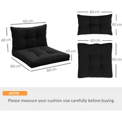 Outsunny 2-Piece Seat Cushions Back Pillows Replacement, Patio Chair Cushions Set for Indoor Outdoor, Black - 3