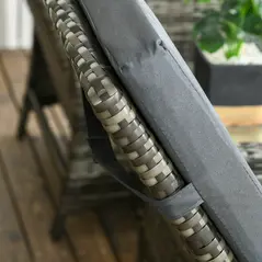 Outsunny 3 Pieces Rattan Bistro Set Balcony Furniture with Cushions, Storage Function - Dark Grey - 8