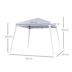 Outsunny 3 M x 3 M Base/ 2.5 M x 2.5 M Top Pop Up Gazebo with Carry Bag, Height Adjustable Slant Leg Party Tent Instant Event Shelter for Garden, Patio, White - 3