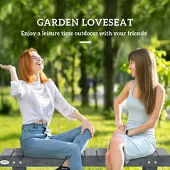 Outsunny 2-Seater Garden Wooden Bench, Grey - 4