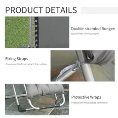 Outsunny 2pc Reclining Zero Gravity Sun Loungers ,Folding Chaise Lounge Chair with Cushions, Dark Grey - 5