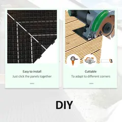 Outsunny 27 Pcs Wooden Interlocking Decking Tiles, 30 x 30 cm Anti-slip Outdoor Flooring Tiles, 0.81㎡ per Pack, All Weather Use for Patio, Balcony, Terrace, Hot Tub, Yellow - 6