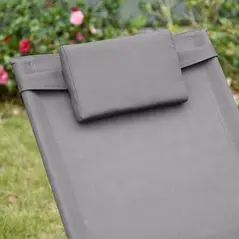 Outsunny 2PCs Outdoor Garden Rocking Chair, Patio Sun Lounger Rocker Chair with Breathable Mesh Fabric, Removable Headrest Pillow, Armrest, Side Storage Bag, Grey - 9