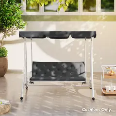 Outsunny 3 Seater Bench Cushion, Garden Chair Cushion with Back and Ties for Indoor and Outdoor Use, 98 x 150 cm, Dark Grey - 9