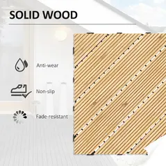 Outsunny 27 Pcs Wooden Interlocking Decking Tiles, 30 x 30 cm Anti-slip Outdoor Flooring Tiles, 0.81㎡ per Pack, All Weather Use for Patio, Balcony, Terrace, Hot Tub, Yellow - 4