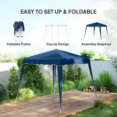 Outsunny 3 M x 3 M Base/ 2.5 M x 2.5 M Top Pop Up Gazebo, 2 Person Setup Instant with Carry Bag, Height Adjustable Slant Leg Party Tent Instant Event Shelter for Garden, Patio - 4
