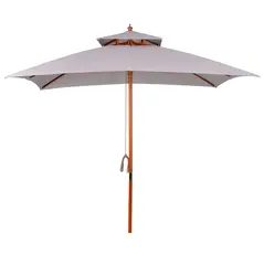 Outsunny 3 m Square Canopy Parasol - Grey - 1