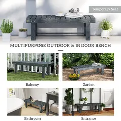 Outsunny 2-Seater Garden Wooden Bench, Grey - 7