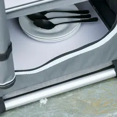 Outsunny 2-Shelf Camping Cupboard Camping Kitchen Station Cook Table Aluminum, Storage Organiser for BBQ Party Picnics Backyards with Carrying Bag - 9