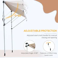 Outsunny 2x1.5m  Adjustable Outdoor Aluminium Frame Awning Beige - 6