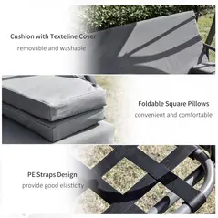 Outsunny 2-in-1 Patio 3 Seater Swing Chair Hammock w/ Cushion Adjustable Canopy Garden - 6