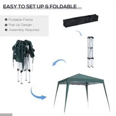 Outsunny 3 M x 3 M Base/ 2.5 M x 2.5 M Top Pop Up Gazebo with Carry Bag, Height Adjustable Slant Leg Party Tent Instant Event Shelter for Garden, Patio, Green - 4