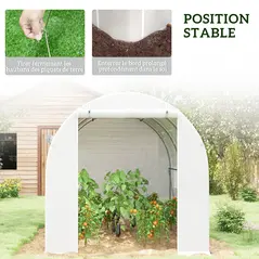 Outsunny 296 x 196cm Steel Frame Polytunnel Greenhouse - White - 7