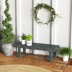 Outsunny 2-Seater Garden Wooden Bench, Grey - 2