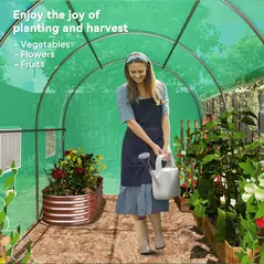 Outsunny 296 x 196cm Steel Frame Polytunnel Greenhouse - Green - 8