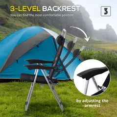 Outsunny 3 Piece Folding Camping Table and Chairs Set, Backpacking Chairs with Portable Table - 6
