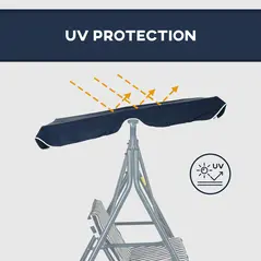 Outsunny 3 Seater Garden Swing Chair, Outdoor Swing Chair with Adjustable Canopy, Mental Frame & Cushions, Blue - 8