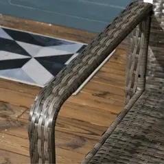 Outsunny 3 Pieces Rattan Bistro Set, Wicker Garden Furniture Set with Storage Coffee Table and Chairs, Thickened Cushions for Outdoor, Patio, Balcony, Grey - 8