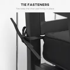 Outsunny 2-Seater Garden Bench with Cushion, Metal Loveseat, Slatted Outdoor Park Chair with Decorative Backrest and Armrest, Black - 7