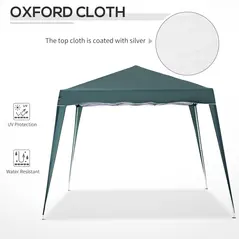 Outsunny 3 M x 3 M Base/ 2.5 M x 2.5 M Top Pop Up Gazebo with Carry Bag, Height Adjustable Slant Leg Party Tent Instant Event Shelter for Garden, Patio, Green - 5