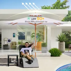 Outsunny 3 m Square Canopy Parasol - Grey - 4