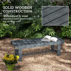 Outsunny 2-Seater Garden Wooden Bench, Grey - 5