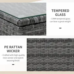 Outsunny 2-Seater Rattan Table Chair Bistro Garden Furniture Set Wicker Table Outdoor Patio - 6