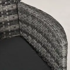 Outsunny 3 Pieces Rattan Bistro Set, Wicker Garden Furniture Set with 2-Tier Coffee Table and Chairs, Washable Cushions, for Outdoor Patio Balcony, Mixed Grey - 9