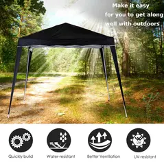 Outsunny 3 M x 3 M Base/ 2.5 M x 2.5 M Top Pop Up Gazebo with Carry Bag, Height Adjustable Slant Leg Party Tent Instant Event Shelter for Garden, Patio, Black - 4