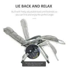 Outsunny 2pc Reclining Zero Gravity Sun Loungers ,Folding Chaise Lounge Chair with Cushions, Dark Grey - 6