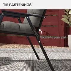 Outsunny 2-Piece Seat Cushion Replacement with Backrest, Garden Patio Chair Cushions Set with Ties, Charcoal Grey - 5