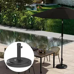 Outsunny 22kg Garden Parasol Base, Round HDPE Sun Umbrella Base, Heavy Duty Outdoor Umbrella Stand for 38mm or 48mm Outdoor Umbrella Poles, Black - 7